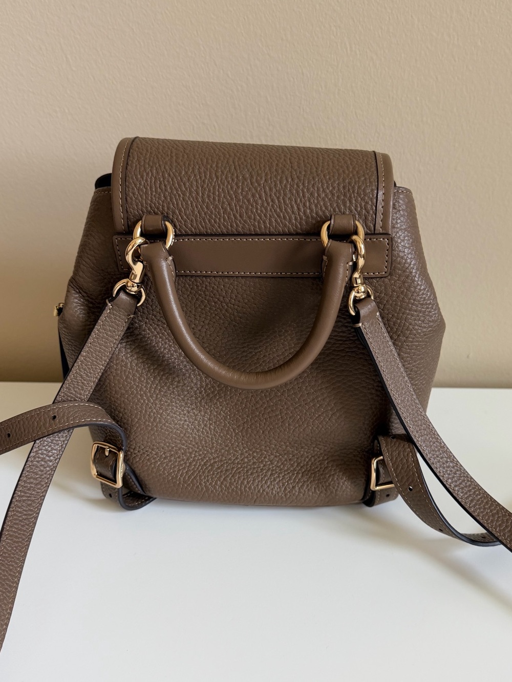 Coach Hadley Taupe Pebbled Leather Mini Backpack with Gold Hardware - Picture 2 of 8
